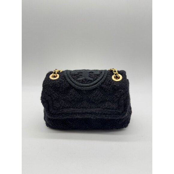 TORY BURCH Fleming soft bouclé tweed small convertible crossbody bag -Black - Picture 7 of 14